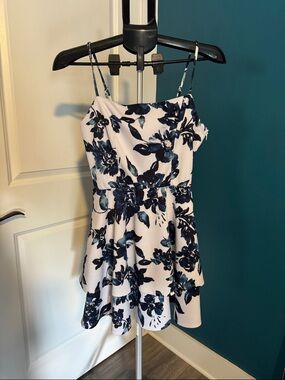 Altar'd State White Dress with Navy Floral Print for Girls